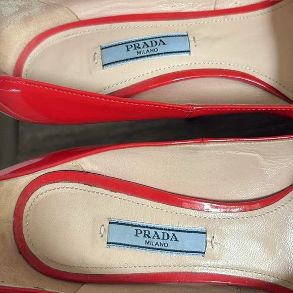 [Prada] Authenticated Red Patent Leather Stiletto Pump Heels Women’s EU 38, US 8 - Picture 10 of 15